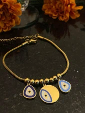 Aksesuar Çarşısı Çelik İtalyan Zincir Göz ve Nazar Boncuk Tasarımlı Mineli Bileklik thumbnail 7