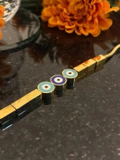 Aksesuar Çarşısı Çelik İtalyan Zircir Üç Nazar Boncuk Tasarımlı Bileklik thumbnail 6