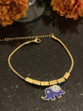 Aksesuar Çarşısı  Çelik Mavi Mineli Fil Tasarımlı Bileklik thumbnail 2