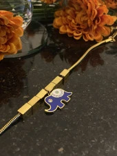 Aksesuar Çarşısı  Çelik Mavi Mineli Fil Tasarımlı Bileklik thumbnail 3