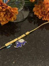 Aksesuar Çarşısı  Çelik Mavi Mineli Fil Tasarımlı Bileklik thumbnail 5