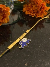 Aksesuar Çarşısı  Çelik Mavi Mineli Fil Tasarımlı Bileklik thumbnail 6