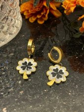 Aksesuar Çarşısı Çelik Sedefli Yonca Sallantılı Küpe thumbnail 1