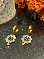 Aksesuar Çarşısı Çelik Sedefli Yonca Sallantılı Küpe thumbnail 2