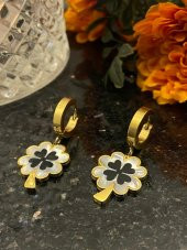 Aksesuar Çarşısı Çelik Sedefli Yonca Sallantılı Küpe thumbnail 4