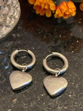 Aksesuar Çarşısı Çelik Silver Sallantılı Kalp Küpe thumbnail 1