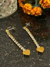 Aksesuar Çarşısı Çelik Su Yolu Kalp Tasarımlı Sallantılı Küpe thumbnail 1