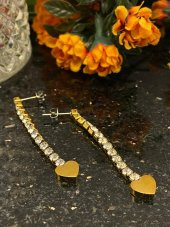 Aksesuar Çarşısı Çelik Su Yolu Kalp Tasarımlı Sallantılı Küpe thumbnail 3