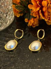 Aksesuar Çarşısı Çelik Sedefli İnce Küpe thumbnail 3