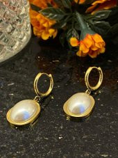 Aksesuar Çarşısı Çelik Sedefli İnce Küpe thumbnail 4