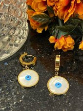 Aksesuar Çarşısı Çelik Sedefli Göz Küpe Gold thumbnail 1