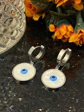 Aksesuar Çarşısı Çelik Sedefli Göz Küpe Silver thumbnail 1