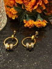 Aksesuar Çarşısı Çelik Gold Sallantılı Halka Küpe - 3