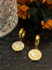 Aksesuar Çarşısı Çelik Sedefli Gülen Yüz Sallantılı Küpe thumbnail 3