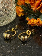 Aksesuar Çarşısı Çelik Gold Sallantılı Halka Küpe - 6