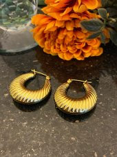 Aksesuar Çarşısı Çelik  İstiridye Tasarımlı Halka Küpe Gold thumbnail 5