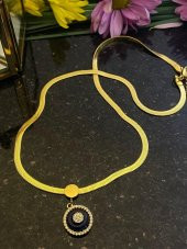 Aksesuar Çarşısı İtalyan Zincir Cam Göz Yuvarlak Detaylı Kolye Gold thumbnail 2