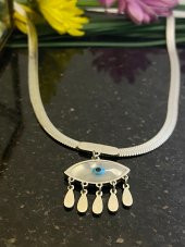 Aksesuar Çarşısı  Çelik Damla Sallantılı Göz Kolye Silver - 4