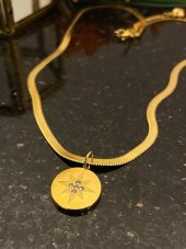 Aksesuar Çarşısı Çelik İtalyan Zincir  Kuzey Yıldızı Tasarımlı Kolye Gold - 4