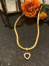 Aksesuar Çarşısı Çelik Siyah Kalp  Ve Zirkon Taşlı Kolye thumbnail 2