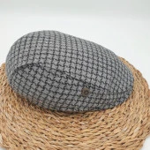 Kare Desenli Gri Renk Klasik Erkek Kasket thumbnail 2