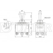 TOGGLE SWITCH BÜYÜK BOY ON-OFF-ON 6P VİDALI 12MM - 2