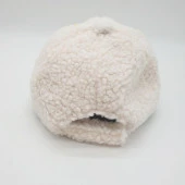 Beyaz Renk Kıvırcık Kumaş Beyzbol Kep - 5