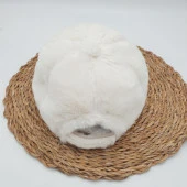 Beyaz Renk Peluş Kumaş Beyzbol Kep - 4