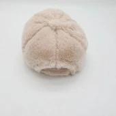 Krem Renk Peluş Kumaş Beyzbol Kep - 9