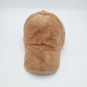 Kahve Renk Peluş Kumaş Beyzbol Kep - 2