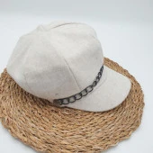 Beyaz Renk Kaşe Kumaş Siperli Bayan Şapka - 6