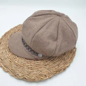 Kahve Renk Kaşe Kumaş Siperli Bayan Şapka - 8