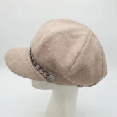 Krem Renk Kaşe Kumaş Siperli Bayan Şapka - 1