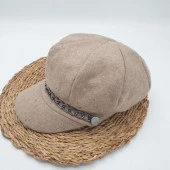 Krem Renk Kaşe Kumaş Siperli Bayan Şapka - 12