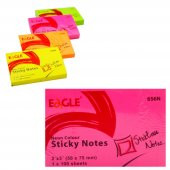 Eagle 50x75 mm Neon Renk Yapışkanlı Not Kağıdı 100 Yaprak (656N) Pembe - 2