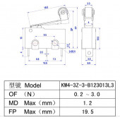 Micro Switch Lehim Bacak Makaralı Donghai 5A/250VAC KW4-Z5F - 2