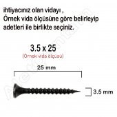 Sivriuçlu Alçıpan Vidası Borazan Siyah Vida 3.5 x 35 MM 100 Adet thumbnail 2