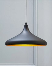 MYLİGHTS  METAL SİYAH İÇİ ALTIN MODERN SPOR AVİZE 35 CM EN - 1