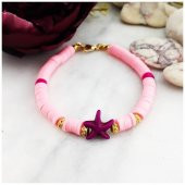 Deniz Yıldızı Kadın Pembe Fimo Bileklik - 3