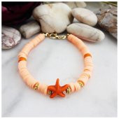 Turuncu Renk Deniz Yıldızı Kadın Fimo Bileklik - 5