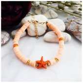 Turuncu Renk Deniz Yıldızı Kadın Fimo Bileklik - 7