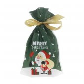 10 Adet 12X17cm Plastik Torba Kurdelalı Yılbaşı Noel Baba - 1