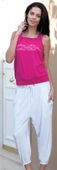 21519 Bayan Yazlık Poly Şalvarlı Pijama - 3
