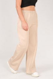 Kadın Çima Dikiş Bol Paça Eşofman Altı Bej - 2