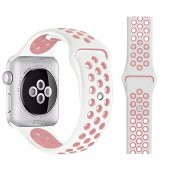 Watch Beyaz-Pembe Nike Kordon 42-44 mm Esnek Silikon Delikli Şık Tasarım - 2