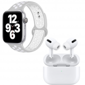 Apple Uyumlu Watch 7 Nike 44 Gümüş Akıllı Saat Airpods Pro Wireless Şarjlı Anc Bluetooth Kulaklık - 2