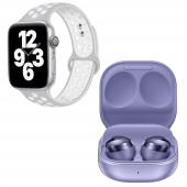 Apple Uyumlu Watch 7 Nike 44 Gümüş Akıllı Saat Galaxy Buds Pro Mor Kablosuz Bluetooth Kulaklık - 2