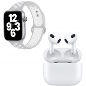 Apple Uyumlu Watch 7 Nike 44 Gümüş Akıllı Saat Airpods Seri 3 Anc Bluetooth Kablosuz Kulaklık - 2