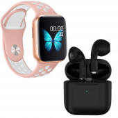 Pro 5 Siyah Bluetooth Kulaklık Watch 7 Pembe Nike Akıllı Saat - 2