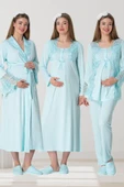 Mecit 5355 Bayan Hamile Lohusa Turkuaz Sabahlık Gecelik Pijama thumbnail 11